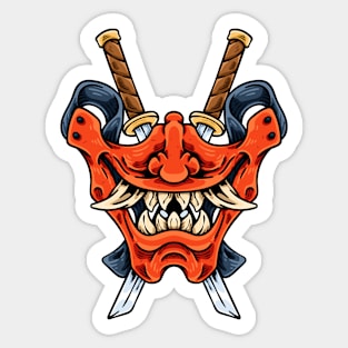 Half Oni Mask Sticker